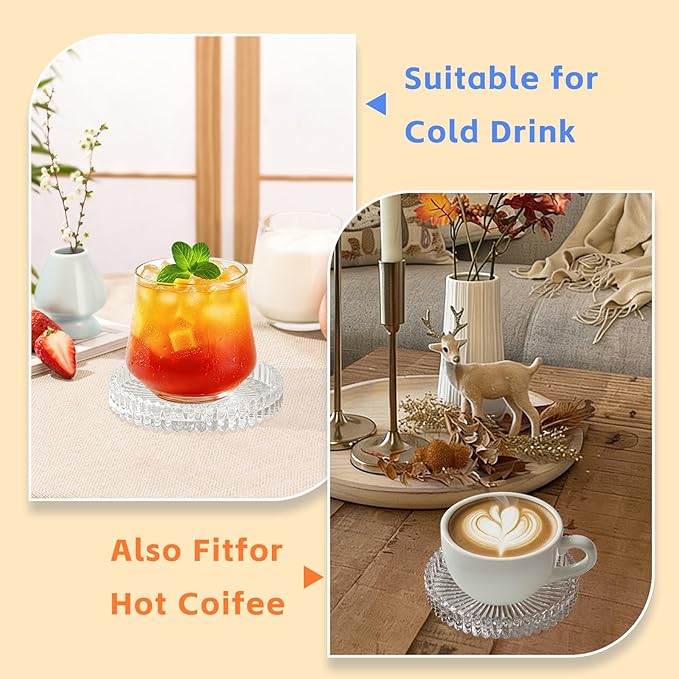 Glass Coasters Pack of 12 for Drinks,Round Cup Coasters,Crystal Coasters Coffee Coaster Table Coasters Pub Coaster,Decor for Office Kitchen Bar Dining Room Living Room,Jewelry Storage,Clear
