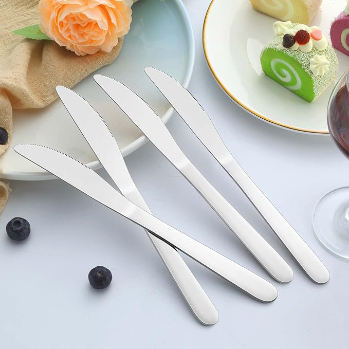 12-Piece Dinner Knives Set, Knife Set (9 Inches), Table Knife, Food Grade Stainless Steel Butter Knives, Knife Silverware for Home/Restaurant/Kitchen, Dishwasher Safe & Mirror Polished