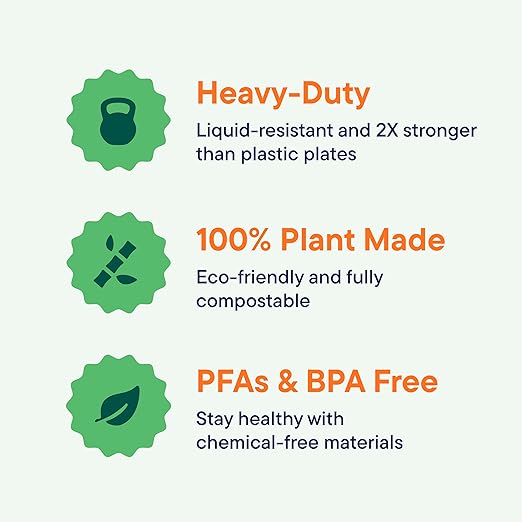 100% Compostable Paper Plates 9 Inch Bulk [500 Count] Heavy-Duty Dinner Plates with Compartments - Natural Brown Color Bagasse - Eco-Friendly Disposable Biodegradable Sugarcane - [Case 4/125 Pack]