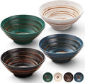 YUN TAO Ramen Bowl Set, 35 Oz Large Multicolor Ceramic Ramen Bowls Set of 4 by YUNTAO