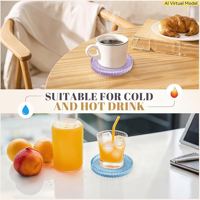 VIBRATITE 4 Inch Glass Coasters Set of 6, Crystal-Like Appearance - Image 5