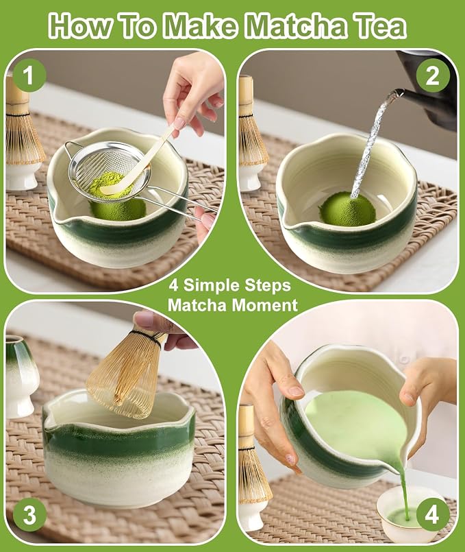 JBER Matcha Set, Bamboo Whisk, Powder Sifter - Image 6