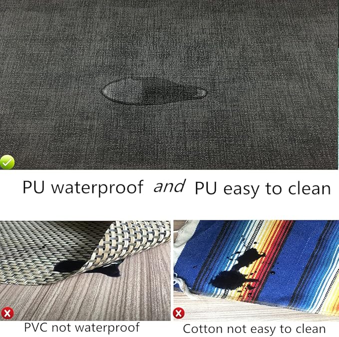 WAZAIGUR Waterproof Easy to Clean Heat Resistant Thick Faux Leather Washable Placemats Set of 4 Grey