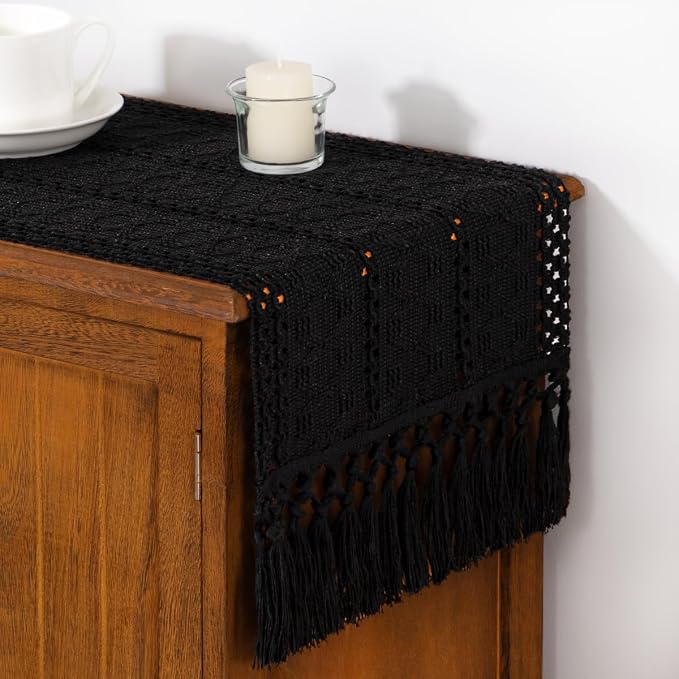 DeZerlor Boho Macrame Table Runner Spring Easter Farmhouse Woven Small Table - Image 4