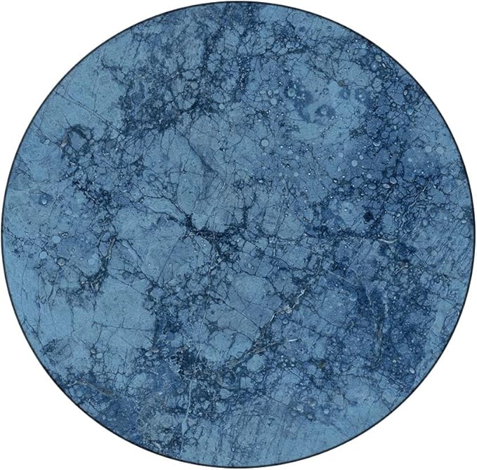 Round Edge Closing Tablecloth, Marble Elastic Edged Tablecloth, Abstract Crack Pattern, Fit Round Tables 56inch Diameter, for Restaurant Picnic Indoor and Outdoor Use, Blue