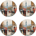 4Pcs Leather Coaster for Drinks London Impression Cup Coasters Aesthetic Drink by WSOIHFEC
