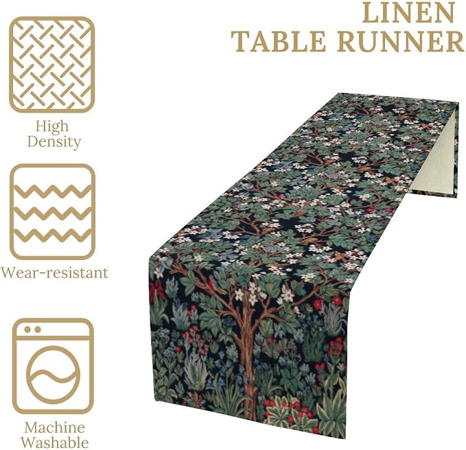 William Morris Tree of Life Table Runner Vintage Flowers Table Runner - Image 4