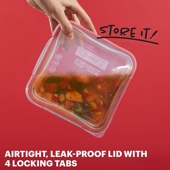 Pyrex Freshlock Mixed Sizes Airtight Glass Food Storage Set | Plastic BPA-free - Image 4