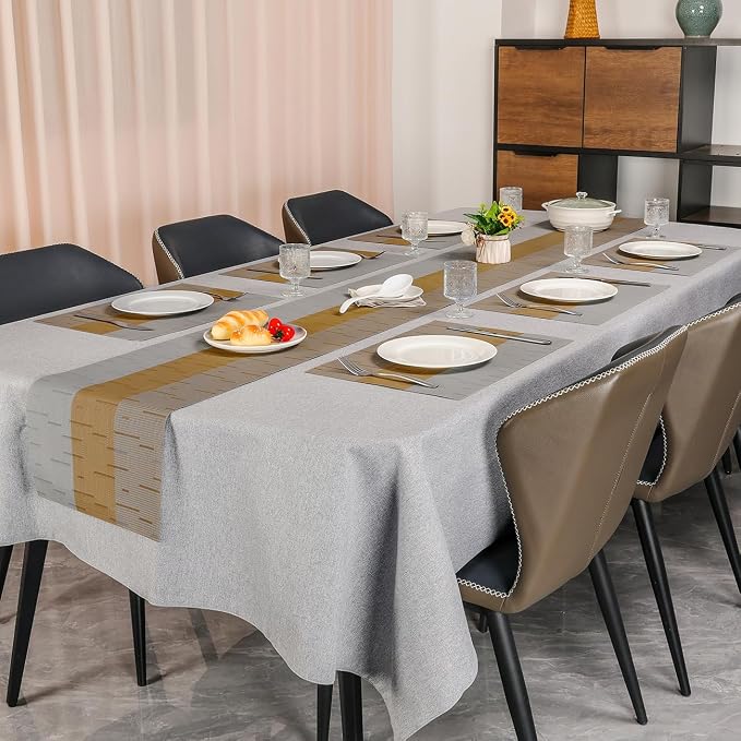 Table Runner 88 Inches Long, Vinyl Woven Farmhouse Table Runners | Washable - Image 6