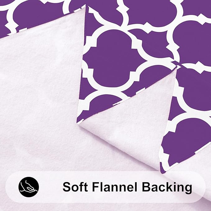 Smiry Rectangle Table Cloth, Waterproof Vinyl Tablecloth with Flannel Backing for Rectangle Tables, Wipeable Spillproof Plastic Tablecloths for Dining, Camping, Indoor and Outdoor (52"x70", Purple)