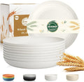 Wheat Straw Plate 8 Inch, Kids Plates Set of 8, Unbreakable Kitchen Plates by BUSOKIP