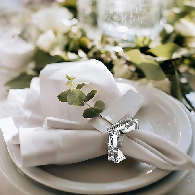 Set of 6 Heavy Crystal Glass Napkin Rings, Bridal Shower, Engagement Party & - Image 5