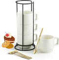 Miamolo Coffee Mugs Set of 4, Stackable Coffee Cups by Miamolo