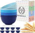 Homienly Wheat Straw Bowls, 8 PCS Microwave Safe Bowl Unbreakable for Salad, Soup, Cereal, Oatmeal, Reusable Plastic Bowls for Kithen, Family, Camping, Party, Dishwasher Safe, 26 OZ (Gradient Blue)