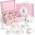 Porcelain Tea Set for Girls, Tea Party Set for Little Girls, Kids Tea Set by iAOVUEBY