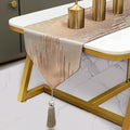 Luxury Champagne Table Runner 72 Inches Long, Modern Abstract Striped | Faux by Fullony