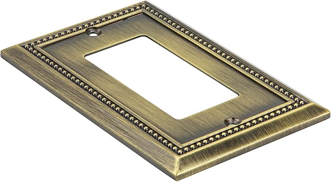 Henne Bery Sunken Pearls Heavy Duty Decorative Wall Plate Switch Plate Outlet Cover (Single Decorator, 2 Pack, Antique Brass)
