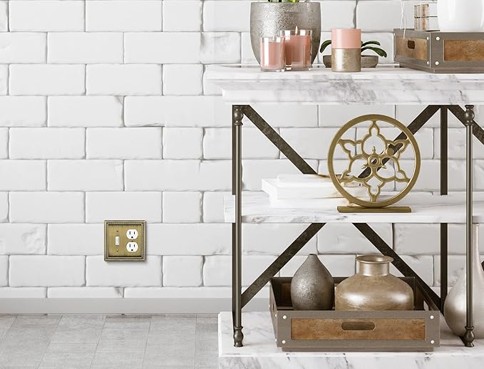 Henne Bery Sunken Pearls Heavy Duty Decorative Wall Plate Switch Plate Outlet Cover (Toggle/Duplex, Antique Brass)