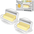 Flip Top Butter Dish with Attached Lid & Matching Knife, 2 Pack by Butterie