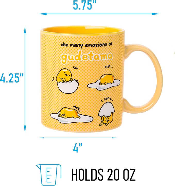 Silver Buffalo Sanrio The Many Emotions of Gudetama Lazy Egg Ceramic Mug - Image 2