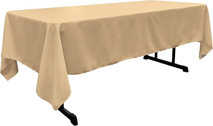 LA Linen Polyester Poplin Washable Rectangular Tablecloth, Stain and Wrinkle Resistant Table Cover 60x102, Fabric Table Cloth for Dinning, Kitchen, Party, Holiday 60 by 102-Inch, Khaki