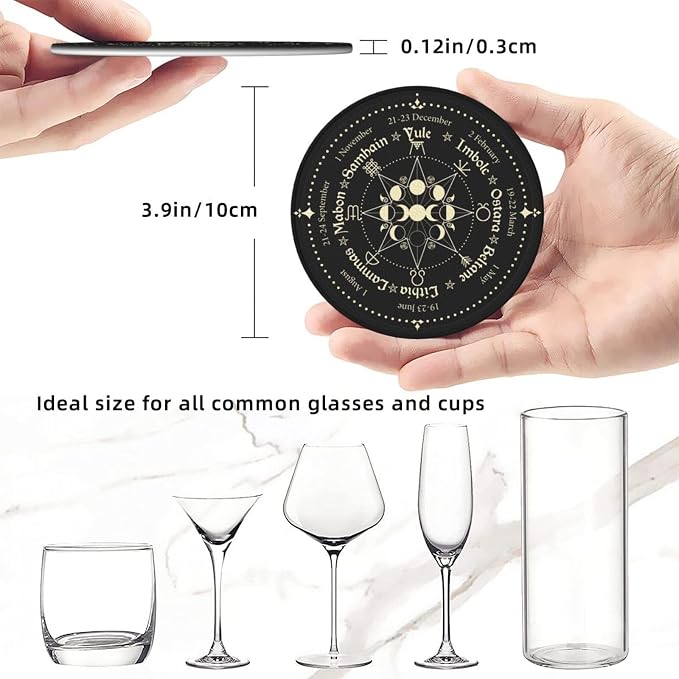 Mystic Witchy Leather Drinks Coasters - Image 5