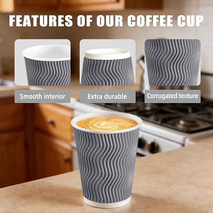 BYSNOW 100 Pack 8 oz Paper Coffee Cups - Image 4