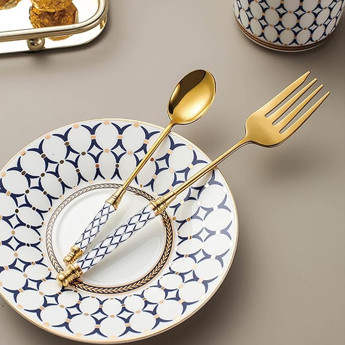 20-piece Silverware Set With Ceramic Handle, Premium Food Grade Stainless Steel Flatware Sets, Mirror Polished Cutlery Set, Dishwasher Safe (for 4 People)