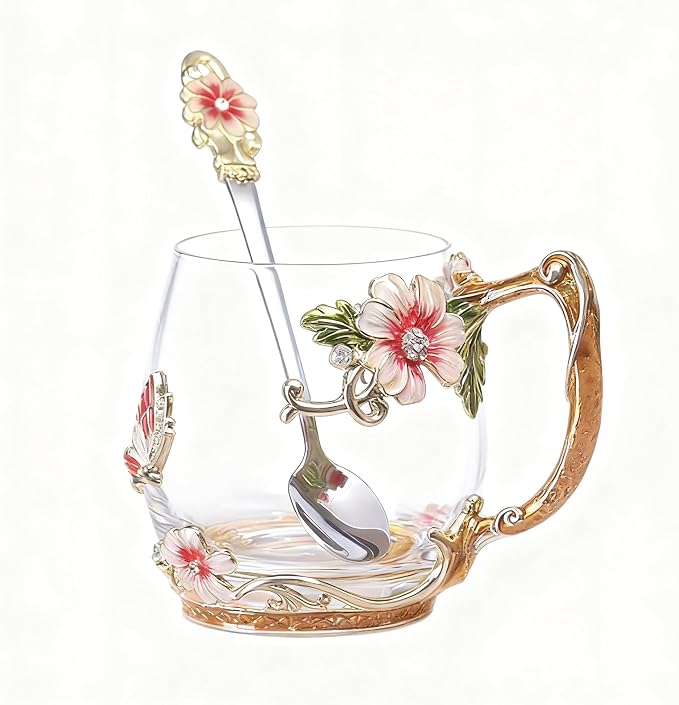 Flower Glass Coffee Tea Cup by Guon-Wuvl
