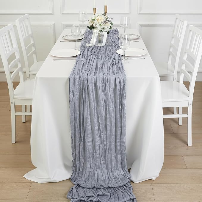 1 Pack Grey Cheesecloth Table Runner 120 Inch Boho Wedding Decor | Cheesecloth - Image 4