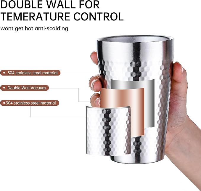 BEFOY Pint Cup - 16oz Double Layer Cup Wall Stainless Steel Unbreakable Hot & - Image 6