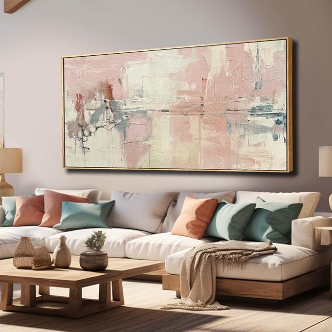 YJYart Pink Abstract Wall Art Room Decor for Teen Girls Modern Living Room Canvas Wall Art Bedroom Pictures Office Decoration for Wall 29x58in