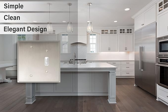 Henne Bery Soft Modern Decorative Wall Plate Switch Plate Outlet Cover (Blank/Toggle, Satin Nickel)