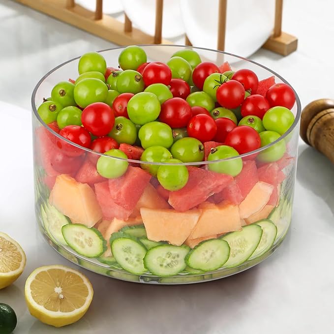 MDLUU Large Glass Salad Bowl,156 Fl Oz, Glass Fruit and Trifle Bowl, Mixing and Serving Bowl for Salads, Dessert, Cake