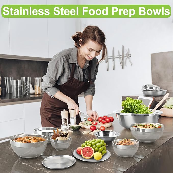 Stainless Steel Bowls, 4 Pack 5.1in 15.9oz 470ml Mini Small SUS304 Double Wall Insulated Stackable Metal Eating Bowl Containers for Serving Snacks Ice Cream Soup Cereal Food Rice Salad