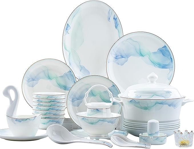 60 Pcs, Top Ceramic Bone China Dinnerware Set, Fine China Dinnerware Sets, Ceramic Tableware Set, Chinese Gifts