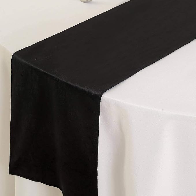 10 pcs 12x108-Inch Black Premium Velvet Table Runners by BalsaCircle