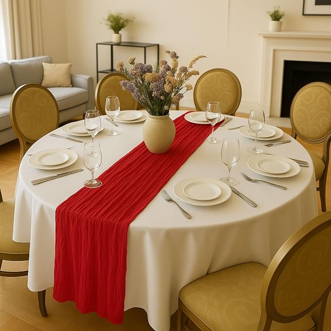 10FT Red Cheesecloth Table Runner 120 Inch Rustic Boho Gauze Cheese Cloth Table - Image 5