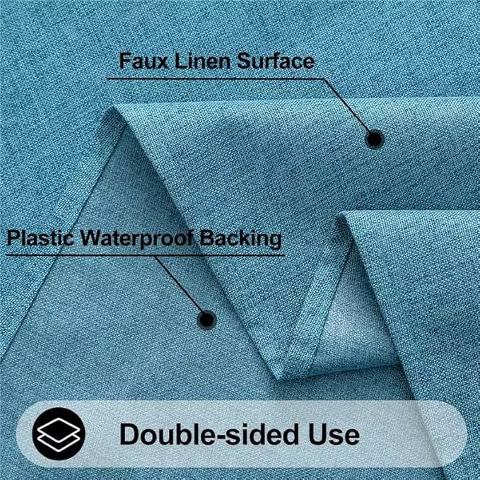 Smiry Rectangle Faux Linen Table Cloth, Waterproof Burlap Fabric Tablecloth, Washable Decorative Farmhouse Table Covers for Kitchen, Dining, Parties, 60x120, Teal