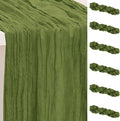 6 Pack Olive Green Cheesecloth Table Runner 35x120 Inch 10Ft Rustic Gauze by SuBleer