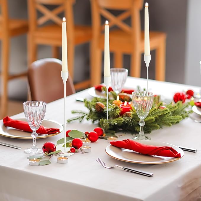 27 Pack Candles Holder, 9 Sets Taper Candlestick Holders Fit 0.75 Inch Thick Pillar Candles, Long Candle Sticks Centerpiece Decor for Home Wedding Dinning Party Anniversary(White)