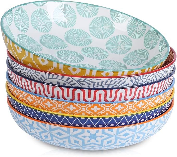 Selamica Ceramic Pasta Bowls Set 34 OZ, Large Salad & Dinner Bowls 8.6 Inch by Selamica