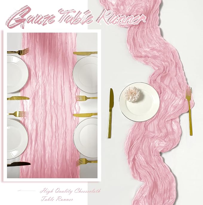 15 Pack Light Pink Cheesecloth Table Runner 17 x 108 inch Cheese Cloth Table - Image 6