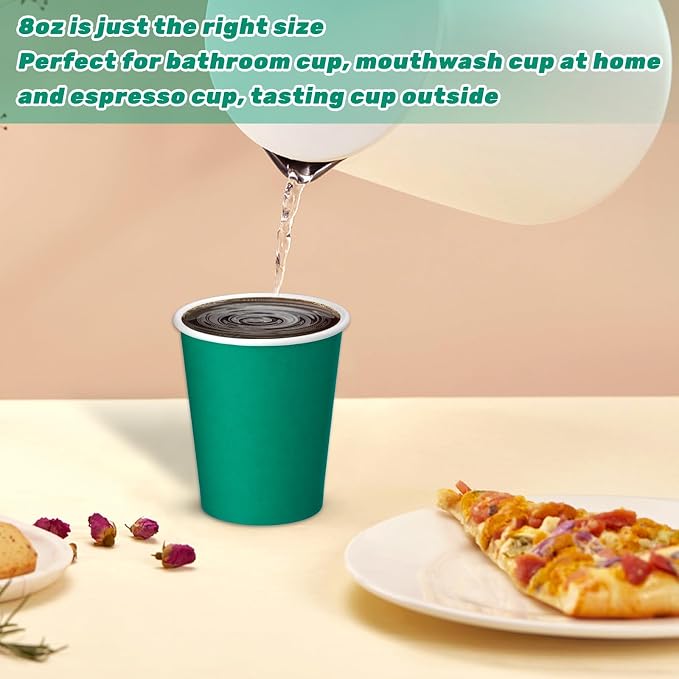 50 Pack 8 oz Disposable Paper Cups, Hot/Cold Beverage Drinking Cups - Image 4
