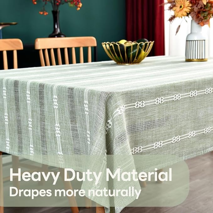 Heavy Duty Cotton Tablecloth for Square Table Sage Green Farmhouse Vintage Tablecloth Washable Rustic Table Cover (Sage Green, Rectangle, 52''x52'', 4 Seats)