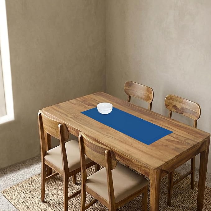 Solino Home 100% Pure Linen Table Runner Indigo Blue Hemstitch, 14 x 36 in | - Image 2