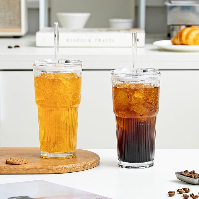 SoulTimes 20oz Wave Ribbed & Wavy Glass Tumbler - Image 6