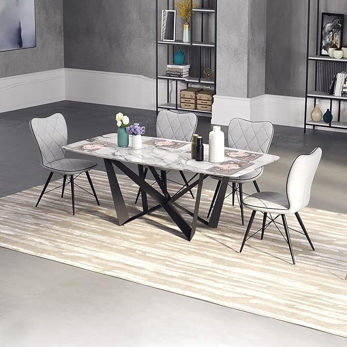 Placemats for Dining Table Set of 4,Design-Classic Faux Leather Eco-Friendly Place Mats,Waterproof&Stain Resistant Table Mats,Washable,Heat-Resistant,Non-Slip for Dining Table Decor (Grey,4)