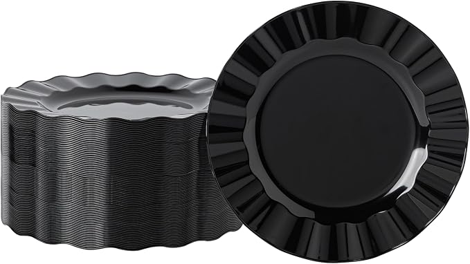 72 Pack Black Plastic Plates, Thanksgiving by NZVCNTableware