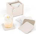 Fluxynara Felt Coasters with Holder, Stone Beige | Square Felt Coasters by FLUXYNARA